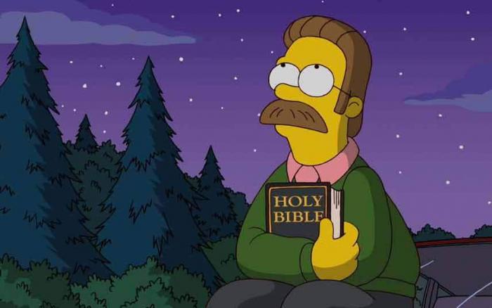 Ned Flanders v Simpsonových ztělesňuje víru.